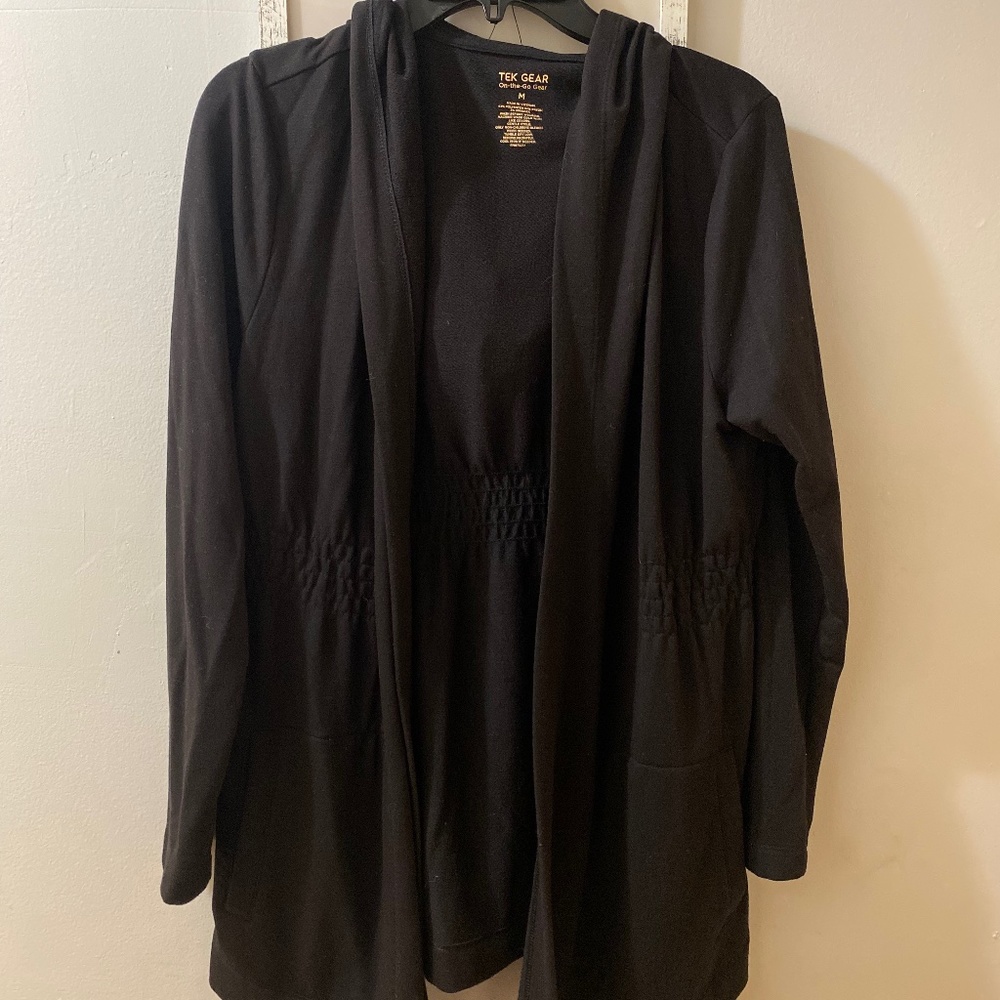 Hooded sporty cardigan